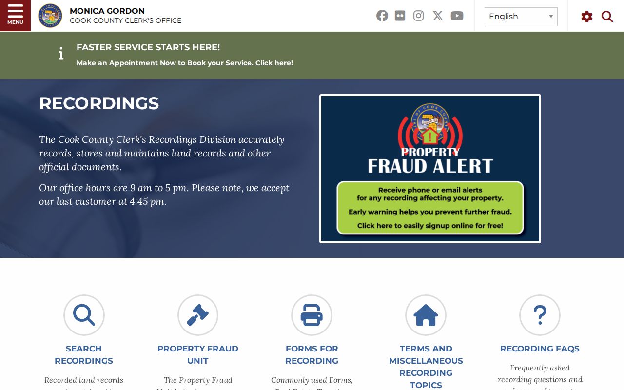 Cook County Clerk recordings page for Buffalo Grove deed research