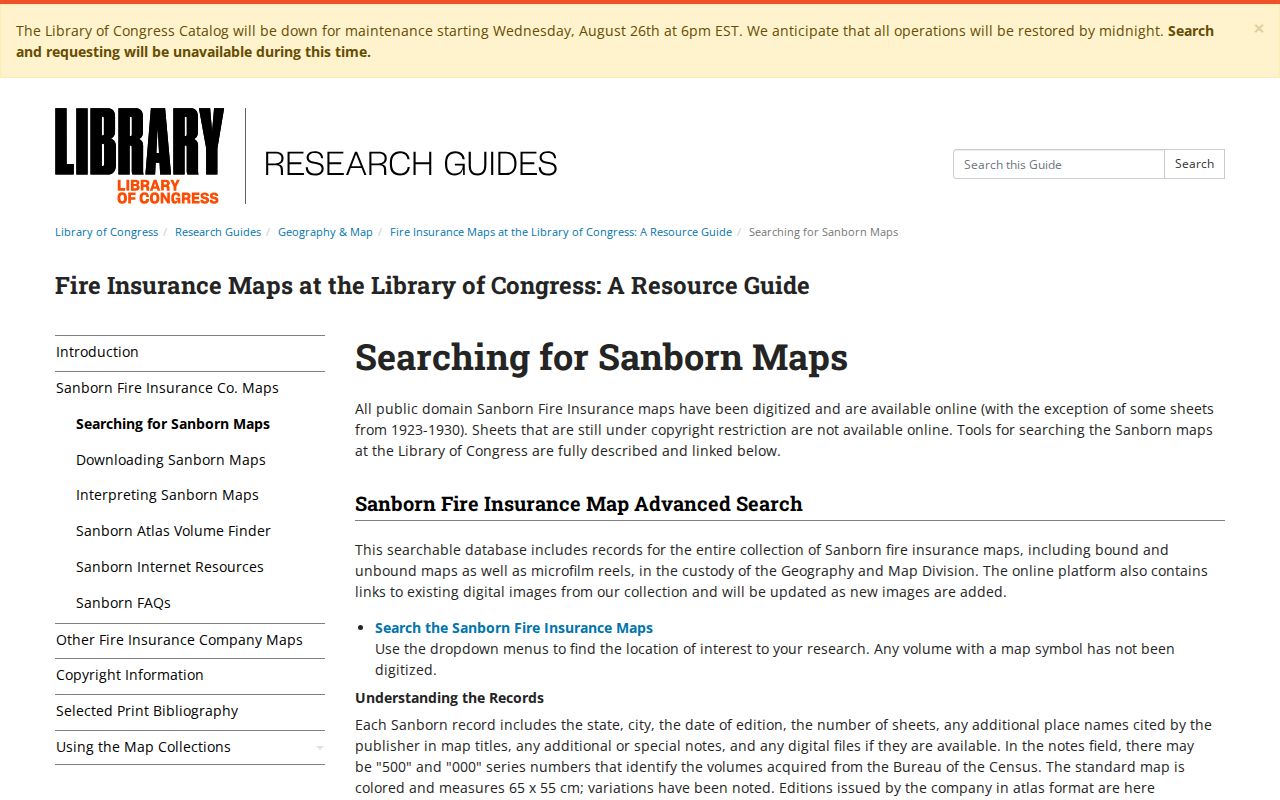 Library of Congress Sanborn map guide for Buffalo Grove house research